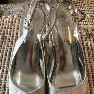 Silver David’s Bridal heels